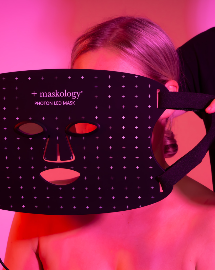 Maskology Photon LED Mask under pink light